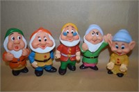 (5) Vtg Walt Disney Prod Dwarf Figures w/ Dopey