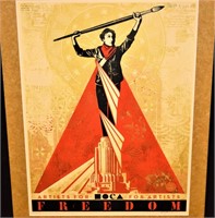 Shepard Fairey Signed LE Artists for Freedom Art