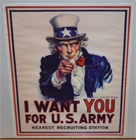 Vtg Uncle Same I Want You US Army Small Poster