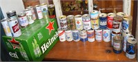 Vtg Beer Can Collection w/ Pop Art Painted Box