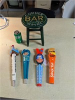 4 Beer Tap Handles & Mini Stool