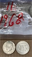 12-1968 KENNEDY HALF DOLLARS