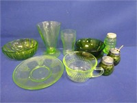 Box Of Green Glassware