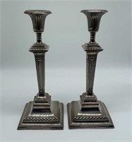 Pair of Plated Silver George III Style Candleholde