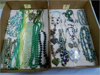 (2) Flats of Teal & Green Tone Necklaces