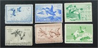 Lot of 6 Unsigned Duck Hunting Stamps from the
