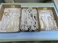(3) Flats of Vintage Vintage Pearl Necklaces