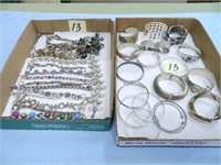 (2) Flats of Silver Tone Vintage Bracelets