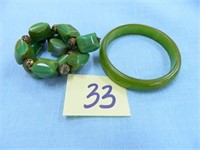 (2) Spinach Color Bakelite Bracelets