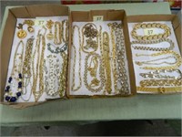 (3) Flats of Gold Tone Jewelry