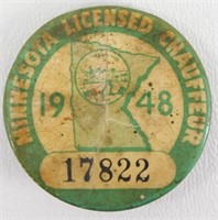 1948 Minnesota Licensed Chauffeur Button