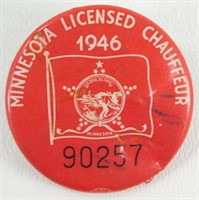 1946 Minnesota Licensed Chauffeur Button