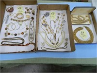 (3) Flats of Vintage Trifari Jewelry - Necklaces,