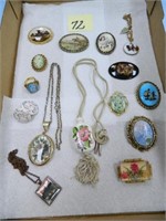 Victorian Style Brooches, Lucite Pin,