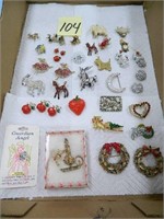 Figural Pins plus Holiday Jewelry