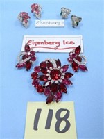 Beautiful Eisenberg Ice Brooch and Earring Set