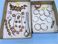 (2) Flats of Vintage Unsigned Copper Jewelry