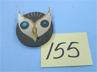 Signed Owl Pendant/Pin Combo, T150 Taxco Mexico
