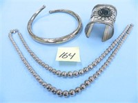 Unmarked Sterling Style Bracelet and (2) Necklaces