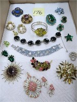 Unsigned Vintage Brooches, Bracelets and Earrings