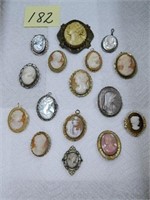 (16) Vintage Cameo's, (1) in As Is Condition