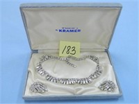 Vintage Rhinestone Kramer Necklace & Earring