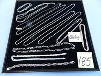 Sterling Necklaces and Bracelets, 14 Items, Tray