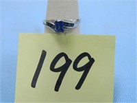 10kt White Gold, 2.0gr. Size 10 Ring with Blue