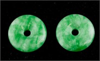 Two-Piece Chinese Green Hardstone Peace Pendants