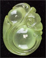 Chinese Icy Green Jadeite Carved Pendant