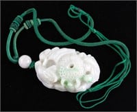 Chinese White & Green Jadeite Carved Pendant