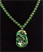 Chinese Green Jadeite Carved Necklace Pendent