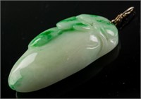 Burma Fine Green Jadeite Carved Lotus Pendant