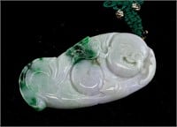 Chinese Green Jadeite Carved Happy Buddha Toggle