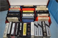 Lot of Vintage 8 Track Tapes w/ Carrying Case