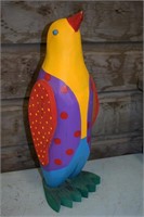 Hand Carved & Painted Wood Penguin Statue 16"