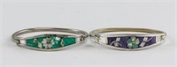 Pair Chinese Silver and Gem Bracelet