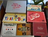 (6) Vintage Games w/ Tripoley Uno Flinch +