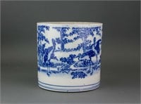 Chinese Large Blue and White Porcelain Brush Pot