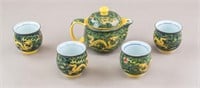 Lot of 5 Taiwanese Dragon Teapot and Cups Set