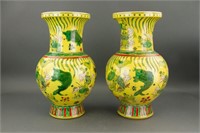 Pair 20th.C Chinese Porcelain Vase Kangxi Mark