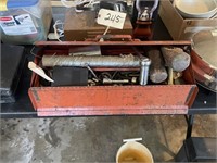 RED METAL TOOLBOX W/ MISC TOOLS