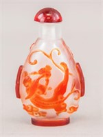 Chinese Double Fishes Peking Glass Snuff Bottle