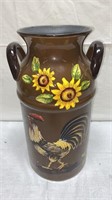 18" Hand Painted Stoneware Crock with 2 Handles