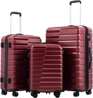 Luggage Expandable Suitcase wine red, 3 piece set