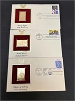 3 - 22 Kt Gold Plated Stamps