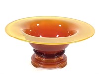 Reverse Amberina Glass Bowl w Stand