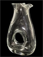 Clear Blown Glass Donut Hole Decanter Pitcher