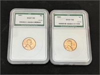 1961 & 1963 Lincoln Cent ANI MS 67 RD
