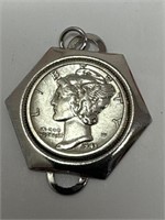 1943 Mercury Silver Dime Pendant